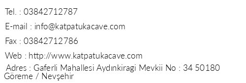 Katpatuka Cave Hotel telefon numaralar, faks, e-mail, posta adresi ve iletiim bilgileri